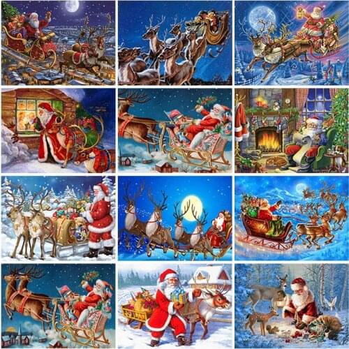 DIY Santa Claus 5D Diamond Painting Full Square Drill Christmas Diamond Embroidery Cross Stitch Kits Gift Wall Art Home Decor