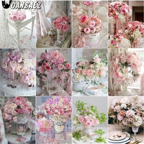 Rose Flower Diamond Painting 5D Diy Vase Cross Stitch Embroidery Plant Mosaic Kit Inlay Craft Gift Design Home Decoration
