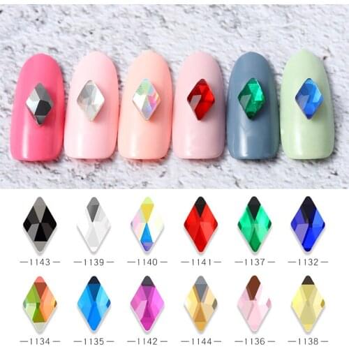 New 6mm*10mm 20pcs Rhombus Flatback Crystal 3D Nail Art Decorations Charm Shiny Jewelry DIY Manicure Design Accessory Supply