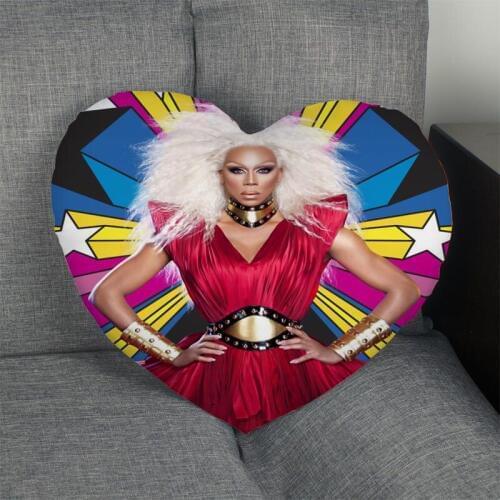 New arrival Custom zipper Pillowcase Cover rupaul Heart Shape Pillow Cover Size 41x36cm,47x42cm