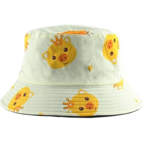 2020 Cartoon Pig Bucket Hat For Women Female Fisherman Hat Panama Bob Hat Summer Sun Hat For girl friend gift