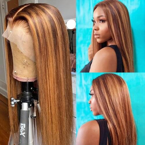 Highlight Lace Front Human Hair Wigs Ombre Blonde Lace Front Wigs For Women Brazilian Bone Straight Closure Wig T Part Lace Wig