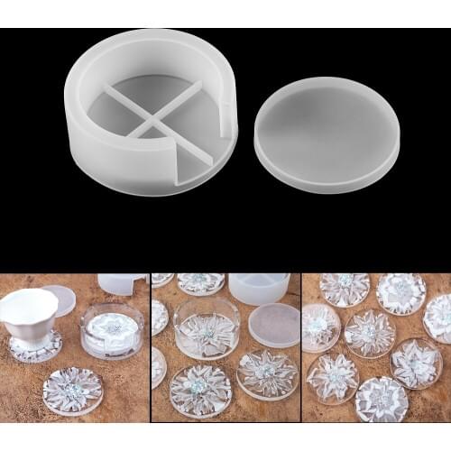 1pcs 9cm Coaster Display Stand Resin Casting Mold Hold Up to 4 Coaster Holder Epoxy Resin Mould Fit Round Coaster Box Molds