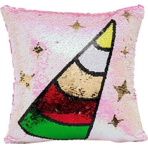 Kawaii cartoon kids like home cushion covers 40*40cm no inner sequined decoration colorful washable pillow covers for chair X34