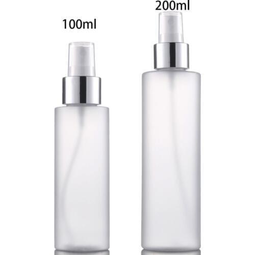 100/200ml Empty Refillable Plastic Spray Bottle Scrub Frosted Fine Mist Perfume Aluminum Atomizer Cosmetic Container Portable