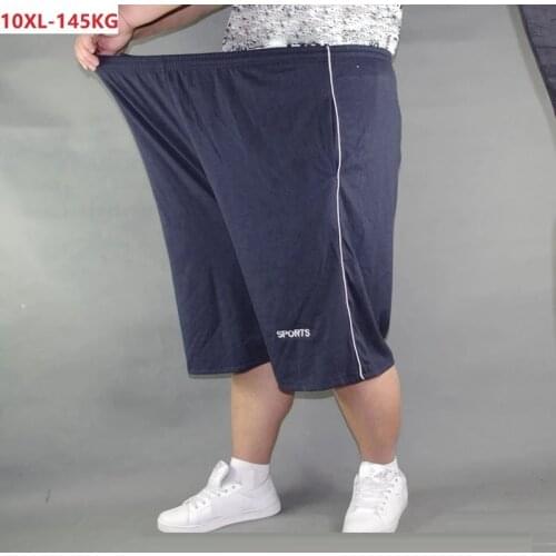 Summer Men shorts pockets home elasticity cotton shorts high waist safari style casual loose plus size 12XL 10XL fat shorts gray