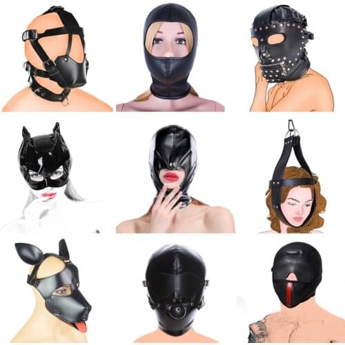 SM Leather Padded Hood Blindfold,Head Harness Mask Gag,Fetish Slave BDSM Bondage Gimp,Erotic Sex Toys,Couples Cosplay Party Mask