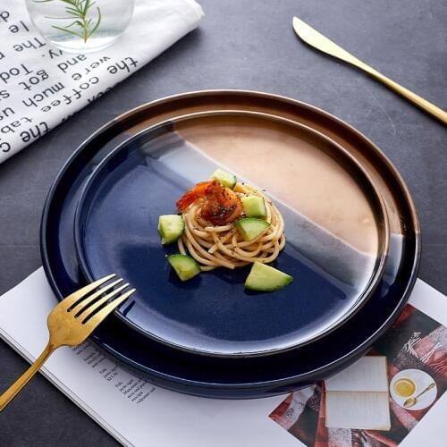 Western Flambed Glazed Ceramic Plate Steak Food Plate Accent Plate Dessert Plates Porcelain Dining Dish Tableware Dinnerware