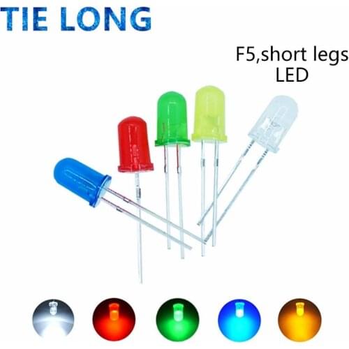 TieLong 5 colors x20pcs =100pcs F5 5MM Round Yellow White Red Green Blue Diffused Round DIP Diode LED Lamp Light