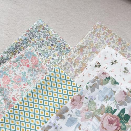 160x50cm Pure Cotton Bunny Rose Floral Fabric, Handmade DIY Material Clothing Ins Cloth