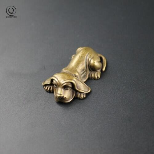 Solid Brass Golden Retriever Dog Figures Key Chain Pendants Jewelry Chinese Zodiac Animal Puppy Keychain Hanging Trinkets Copper