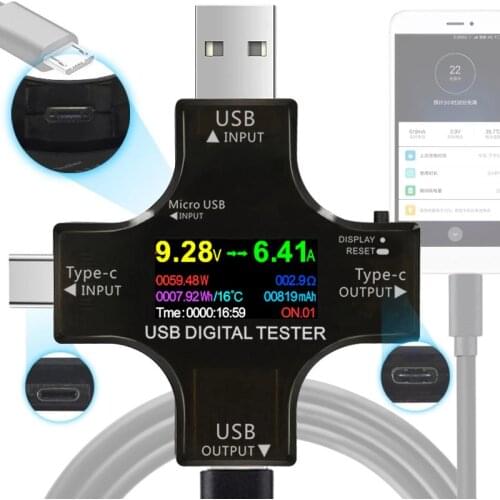 USB tester DC Digital voltmeter voltage current 12 IN 1 Type-C PD Meter Amp Ammeter Detector Power Bank Charger Indicator