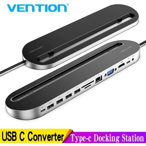 Vention USB C HUB Multi All-in-1 Type-c to USB 3.0 HDMI VGA SD/TF Card PD RJ45 Adapter for MacBook Pro Multi 12 Ports Type C HUB