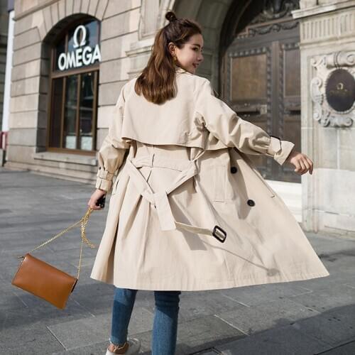 New Style Womens Windbreakers Spring Autumn Korean Long Trench Coats Woman Casual Loose Overcoat Female Temperament Slim Coats