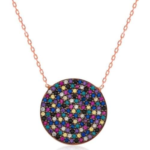 Silver Colorful Cubic Zirconia Women Necklace