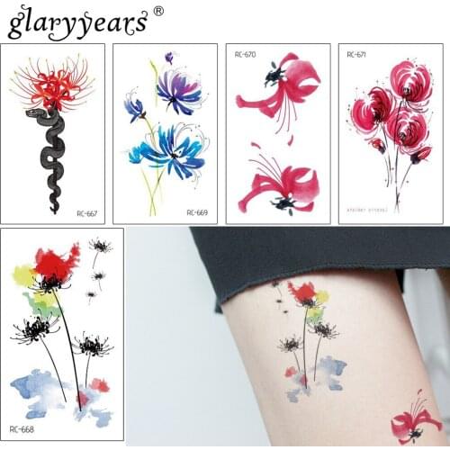 Glaryyears 1 Sheet Butterfly And Flower Makeup Temporary Tattoo Sticker Hot Fake Flash Waterproof Fashion Small Body Art Woman