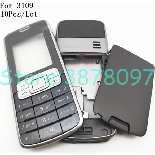 10Pcs/Lot For Nokia 3109 3109C Housing Front Faceplate Frame Cover Case+Back cover/battery door cover+Keypad+Logo