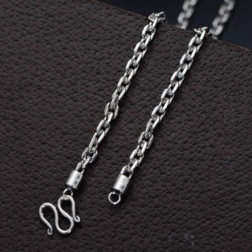 100%S925 pure silver ornaments Thai silver men forward new 4 mm gold chain necklace in Europe and the wind