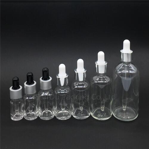 100pcs 5ml 10ml 15ml/20ml/30ML/50ml/100ml Reagent Eye Dropper transparent Glass Aromatherapy Liquid Pipette Bottle Refillable