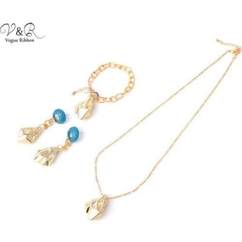 2020 Diy Jewelry Package Necklace Earring Bracelet Set With Acrylic Simulated Pear Irregular Chunky Beaded Charm Gold Jewelry