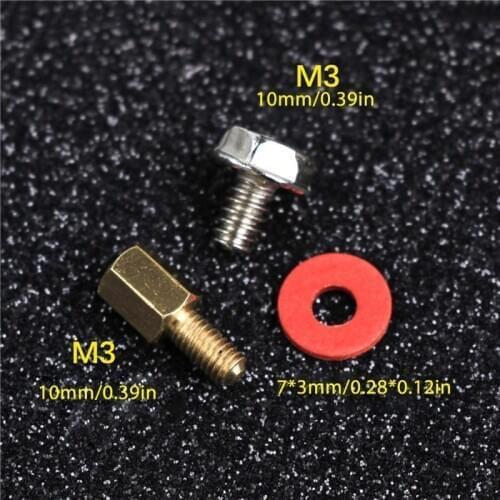 20x Screw+20x Motherboard Riser +20x Washer) 6.5mm 6-32-M3 Computer Golden Motherboard Riser+Screws + Red Washers