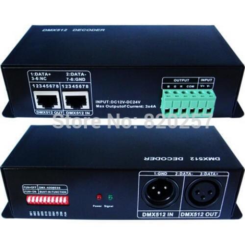Free shipping 3 channel DMX512 decoder DC12-24V