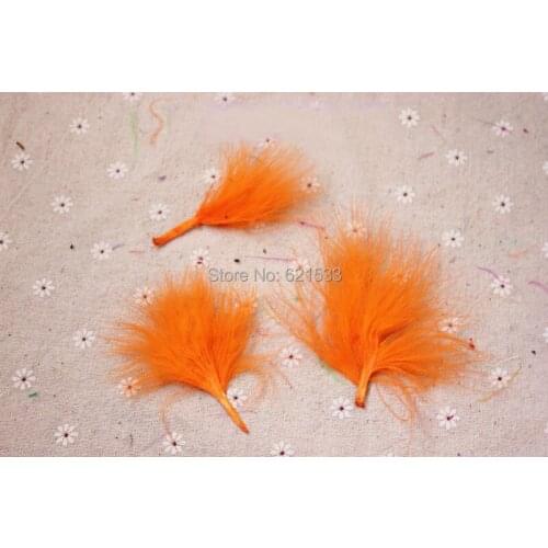 500Pcs/lot 5-10CM Orange BLOOD QUILL Marabou Turkey Feathers for earrings,hair pieces and bridal creations
