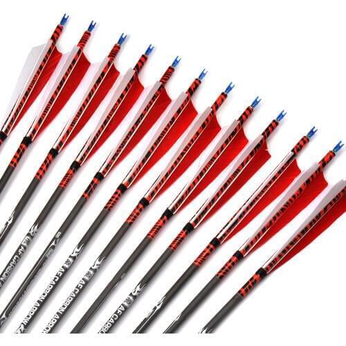 6/12/24pcs Spine 500 80cm Length with Turkey feather Carbon Arrows For 20-50lbs Longbow Recurve Bow Hunting Bow Archery
