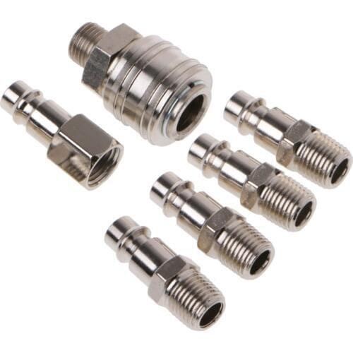 6Pcs Euro Air Line Hose Compressor Fitting Connector Quick Release Set 1/4" BSP