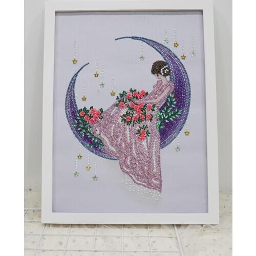 With Frame 5D DIY Diamond Painting Special Shape Diamond Embroidery Home Decor Gift Handmade Wedding Gift Bride moon