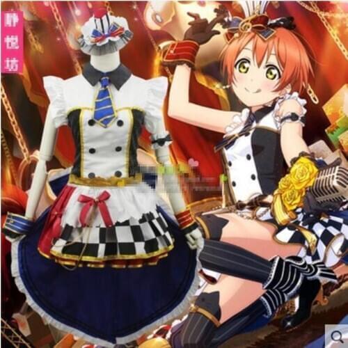 Free shipping Anime Love Live COSPLAY Hoshizora Rin COS Halloween Party Cosplay Maid outfit lolita dress Costumes