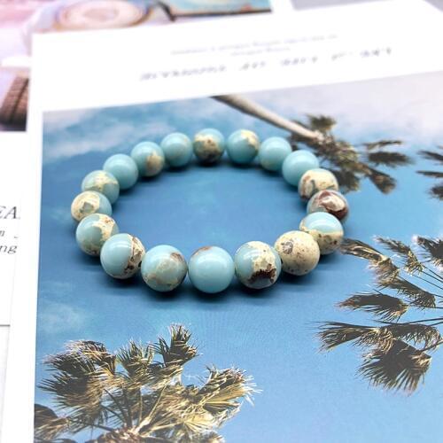Light blue natural stone streche bracelet elastic pulserase bijoux women fashion jewelry beads created charms diy round