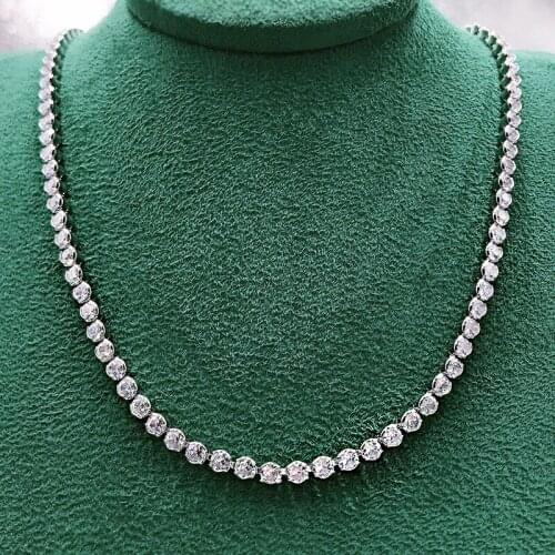 Classis Design 925 Sterling Silver 3MM Full High Carbon Diamond Tennis Chain Necklace for Women Fine Jewelry Anniversary Gift