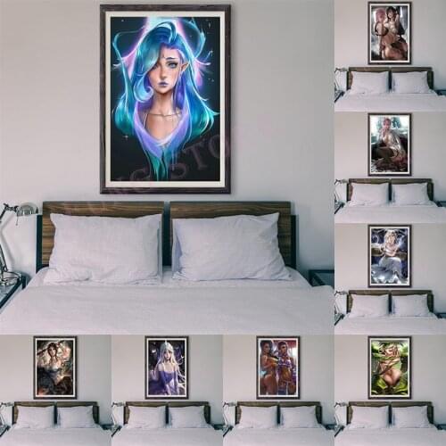 CH17 Anime Girl Cute Sexy Comic Link Zelda Unicorn Lady Custom Silk Poster Home Deco Wall Art Christmas Gift