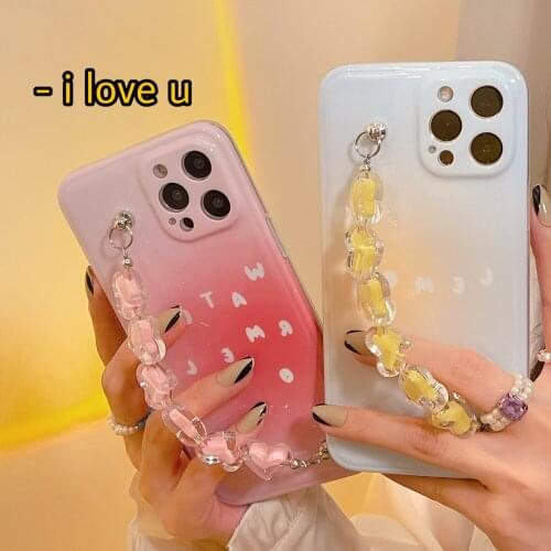 Pink Blue Yellow Gradient Bracelet Phone Cases for iPhone 12 Pro Max 11 Pro X XS Max XR 7 8 Plus 12 mini Chain Soft Shell Cover