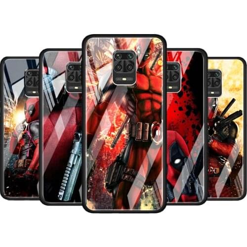 Deadpool Hero Marvel for Xiaomi Redmi Note 10 Pro Max 10S 9T 9S 9 8T 8 7 Pro 5G Luxury Tempered Glass Phone Case Cover