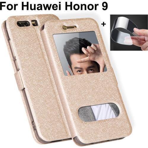 Open window cover For Huawei Honor 9 Case phone cover PU leather stand Cases For Huawei Honor9 flip shell STF-AL10 back cover