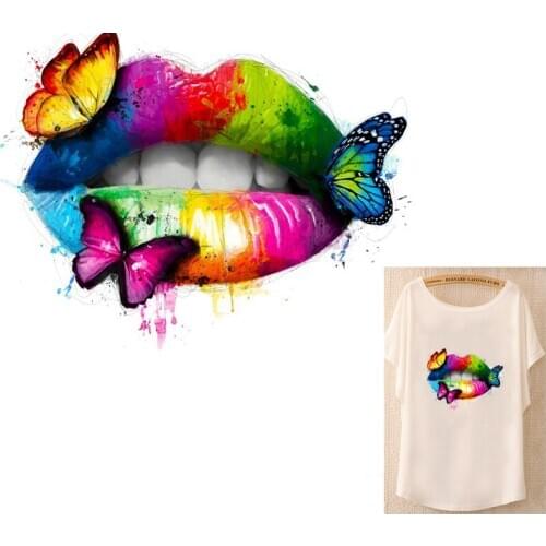 Iron On Transfer Sexy Lip Heat Transfer PVC Patch For Clothes Thermal Transfer Heat Vinyl Ironing on Stickers Apparel Accessory