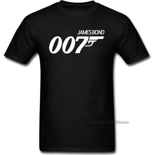James Bond 007 T-shirt For Men Gun Print Streetwear Brand New Custom Mens Cotton Tee Shirts Short Sleeve Tops Clothes Slim Fit
