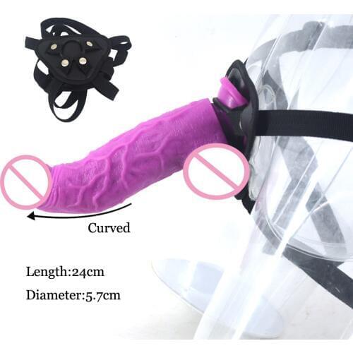 FAAK Big Dildo Purple Strapon Dildo Removable Sex Toys for Women Strap on Penis Adjustable Belt Realistic Dick Penis