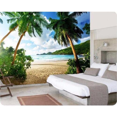 Photo wallpaper High quality 3d wall paper Sea palm beach island Travel TV sofa backdrop bedroom large wall mural wallpaper