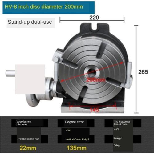 8 Inch HV-8 Vertical and Horizontal Rotary Working Table 200mm Dia Mill&Drill Machine Working Table Milling machine