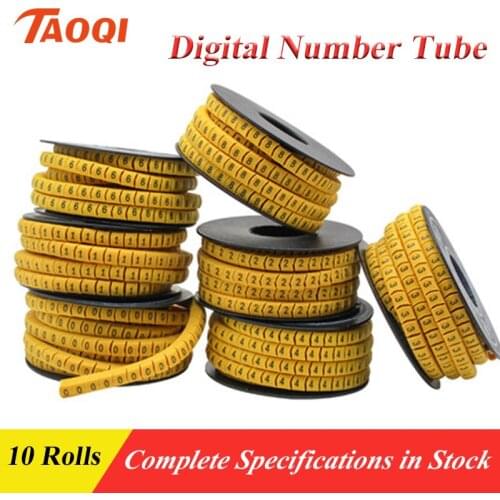 10 Rolls Cable Markers Letter Number 0 To 9 for Wire Diameter 2.8mm-8mm Cable Wire Markers Cable Label Tube