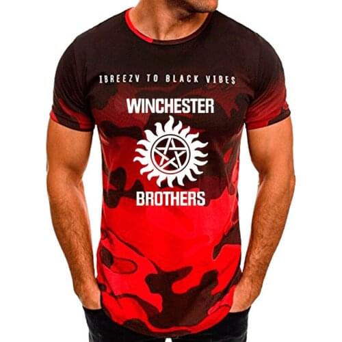 New Summer Mens tops Winchester Car Logo printing Harajuku Cotton casual trend O-neck Mens T-shirt short sleeve