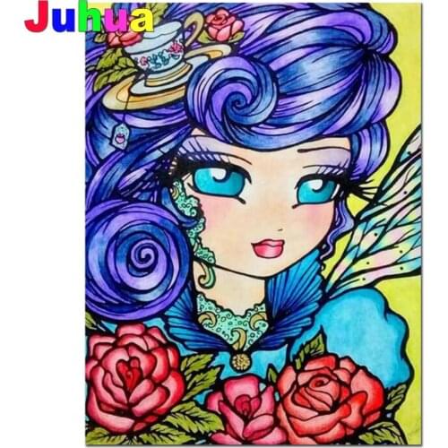 5D DIY diamond painting Color girl Full square/round Embroidery Pattern 3D Cross stitch kits mosaic wall stickers Cute Fairy