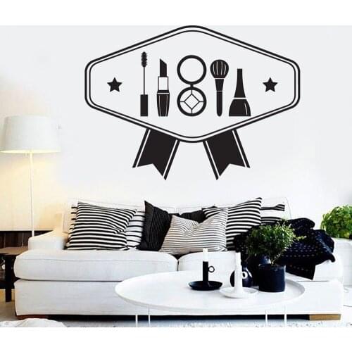 Make Up Wall Sticker Art Wall Decals Beauty Salon Room Decorative Home Decors Girls Cosmetics Lipstick Removable B449