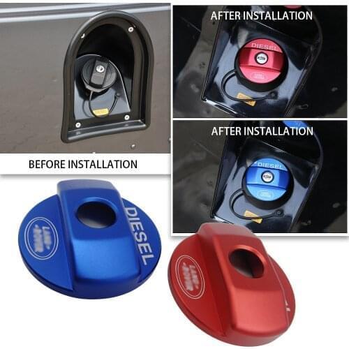 Aluminum Alloy Fuel Tank Cap Trim Stickers for Land Rover Defender 110 for Land Rover Defender 90 2016 Car Interior Accessories