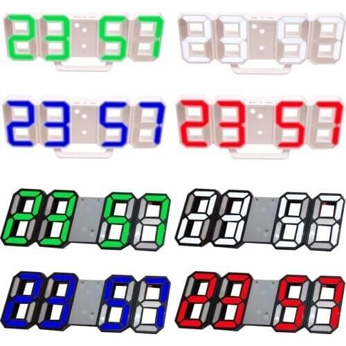 8 Shaped 3D Digital Table Clock Wall Clock LED Nightlight Date Time Celsius Display Alarm USB Snooze Home Decoration Livingroom