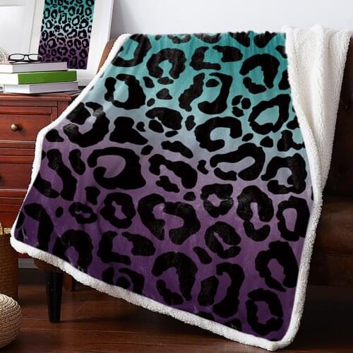 Leopard Print Animal Skin Texture Gradient Blanket for Beds Sofa Fleece Throw Blanket Winter Bedclothes Cashmere Blanket
