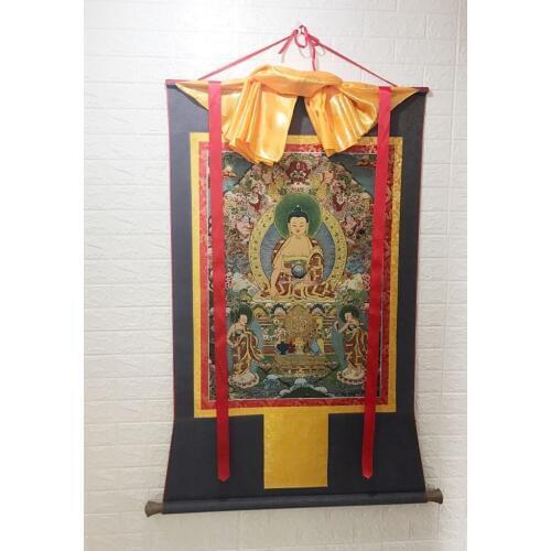 Wholesale Buddhist supplies-140CM large Huge -High-grade Tibetan Buddhism Sakyamuni buddha SILK Thang-ga Thangka painting- GOOD